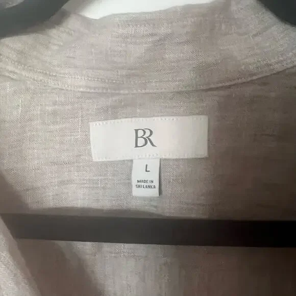 Banana Republic Oversized 100% Linen Beige Shirt SZ L​ - Picture 5 of 6